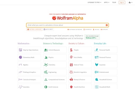 WolframAlpha网站截图